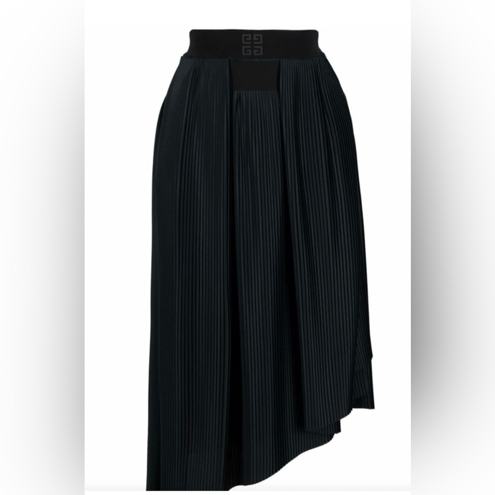 Givenchy 4G Logo Black Asymmetrical Pleated Skirt - Size 6 (38)